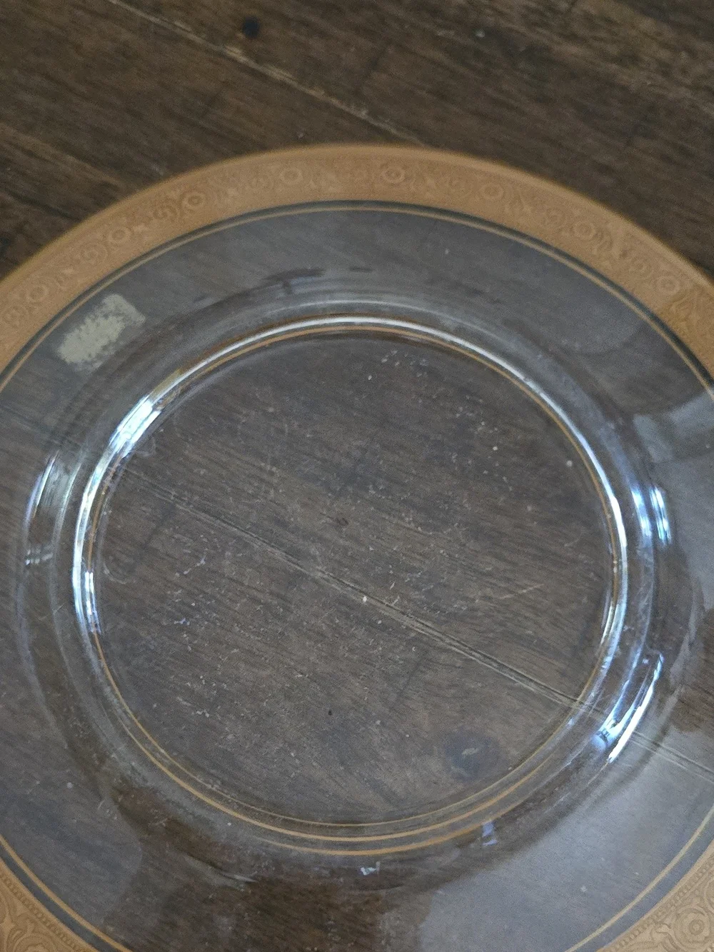 Clear Glass Salad Plates with Gold Rim - Set of 4